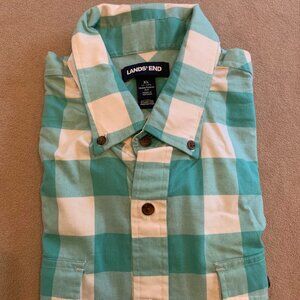 Mens Lands' End Lightweight Button up - XL - 17-17.5